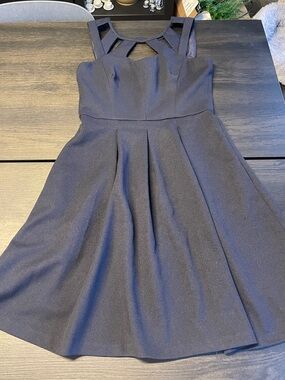 Betsey Johnson Navy Cutout Neckline Fit-and-Flare Mini Dress